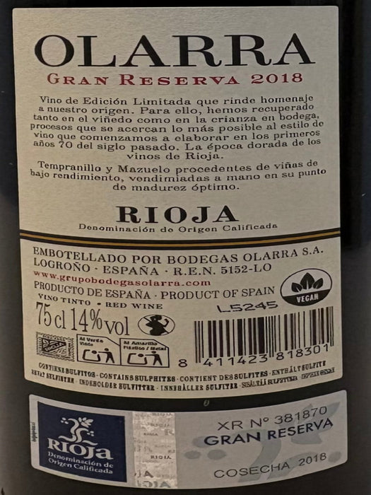 Olarra - Gran Reserva 2018